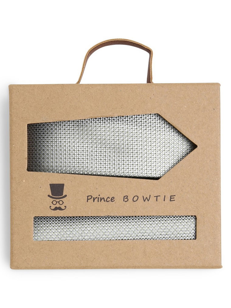 Prince BOWTIE - Krawat męski i poszetka z jedwabiu, zielony