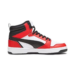Czerwono-biało-czarne wysokie sneakersy męskie puma rebound v 6 - Męskie - Kolor: Czerwone - Rozmiar: 43