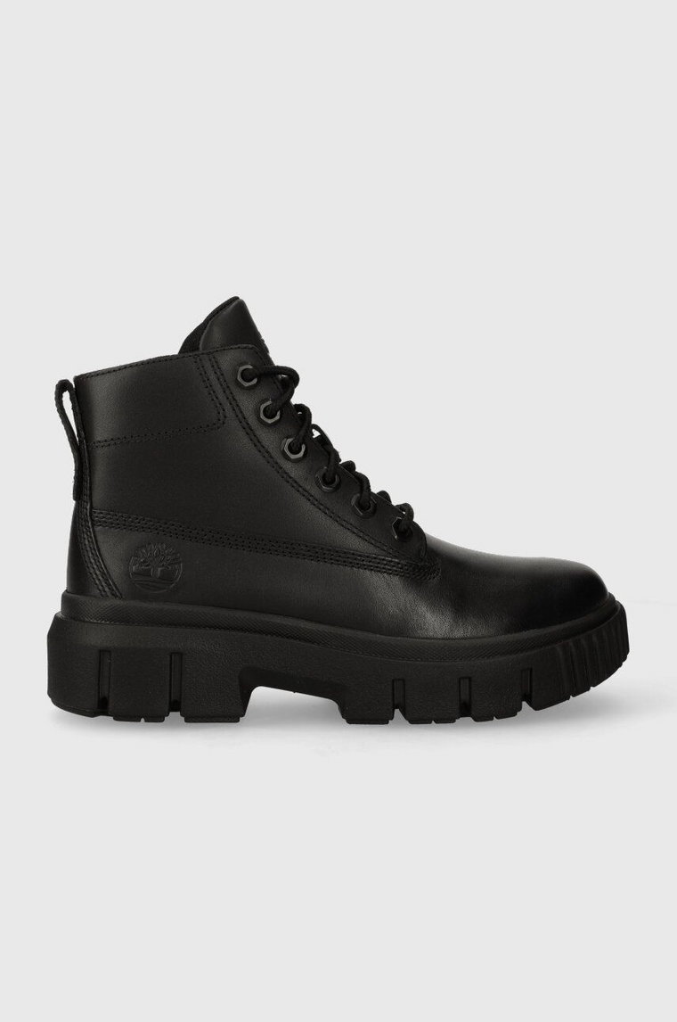 Timberland workery skórzane Greyfield Leather Boot damskie kolor czarny na płaskim obcasie TB0A5ZDR0011