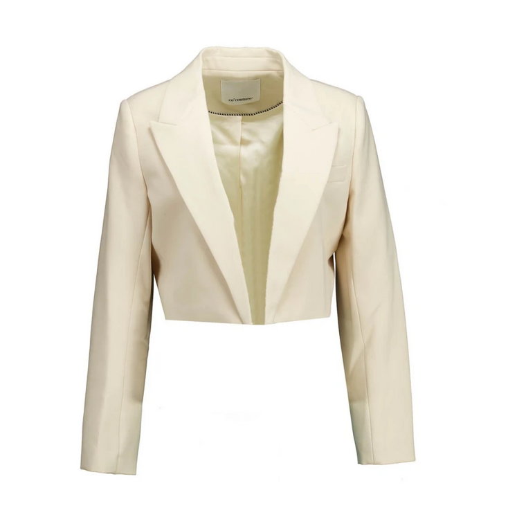 Elegancki Offwhite Crop Blazer dla Kobiet Co'Couture