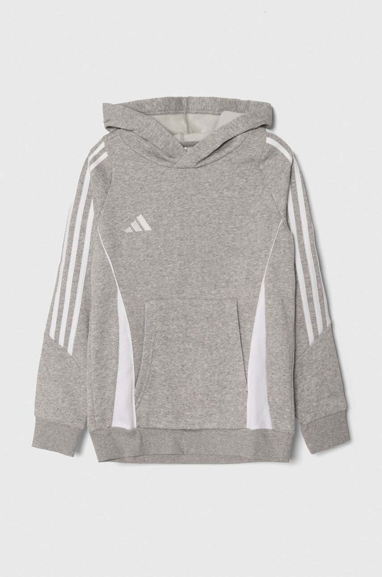 adidas Performance bluza dziecięca TIRO24 SWHOODY kolor szary z kapturem melanżowa