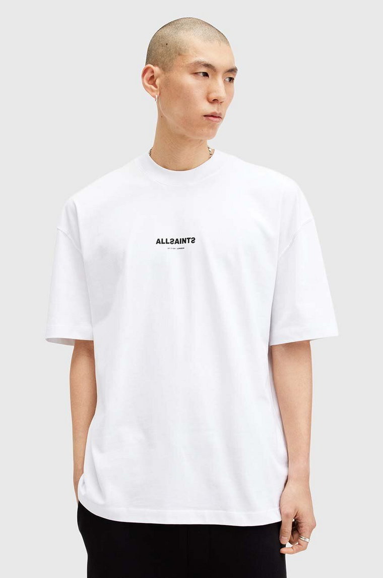 AllSaints t-shirt bawełniany SUBVERSE męski kolor biały z nadrukiem M074PB