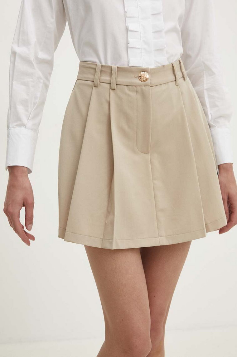 Answear Lab spódnicospodnie kolor beżowy gładkie high waist