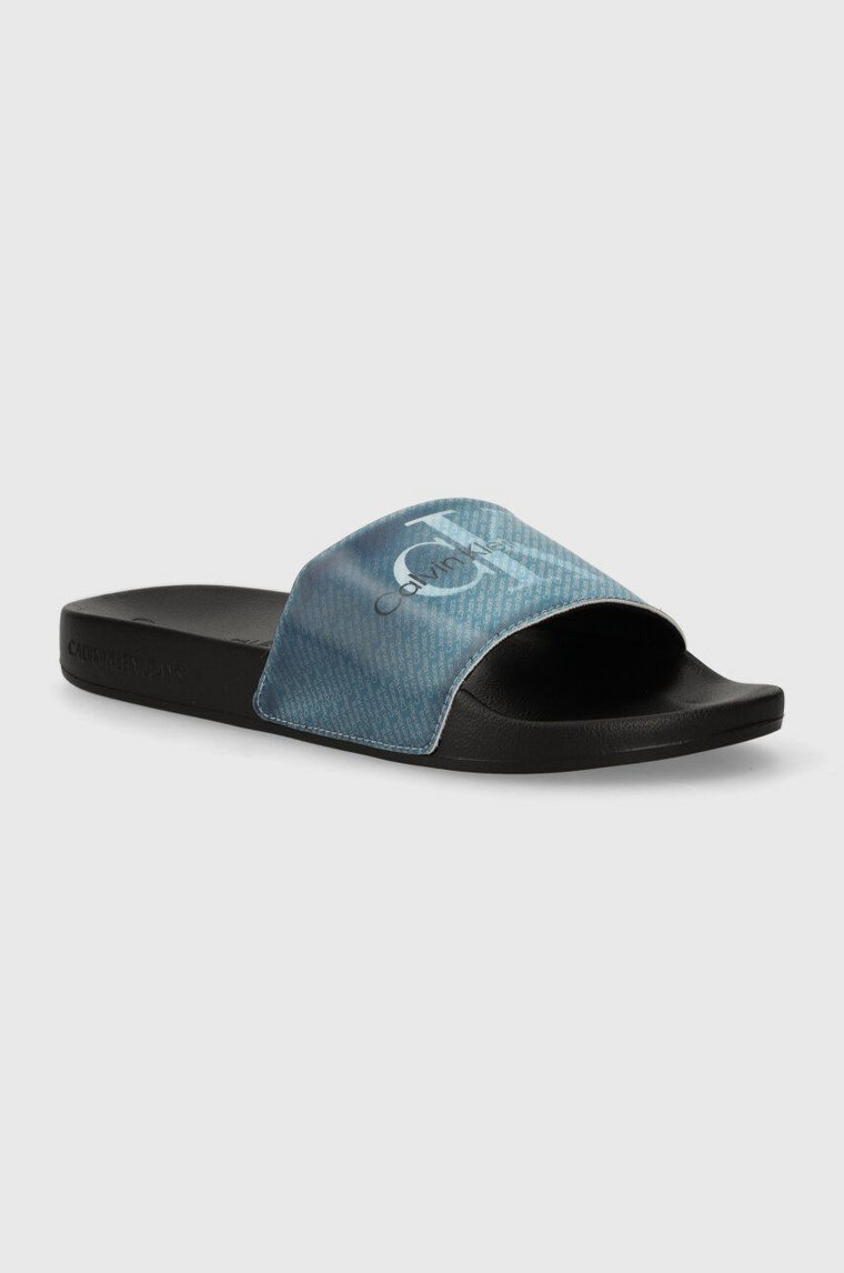 Calvin Klein Jeans klapki SLIDE LENTICULAR męskie kolor niebieski YM0YM00953