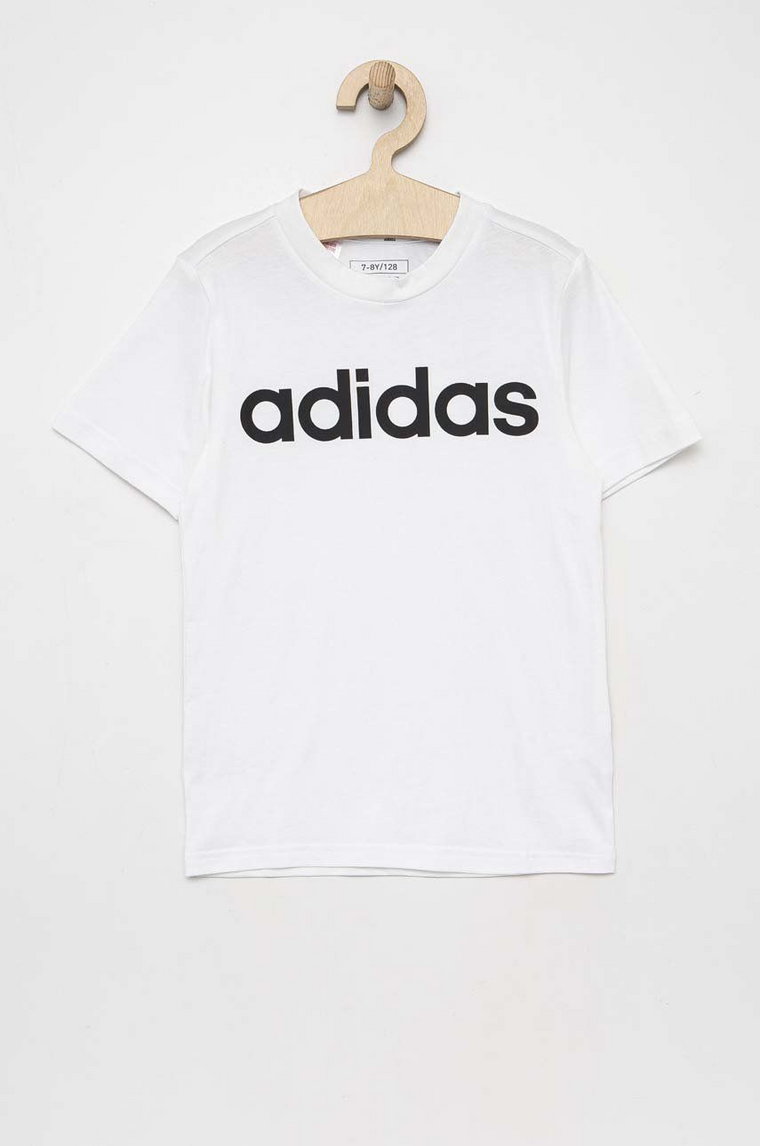 adidas t-shirt bawełniany dziecięcy U LIN kolor biały z nadrukiem