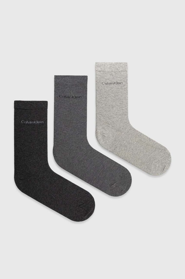 Calvin Klein skarpetki 3-pack damskie kolor szary 701226676