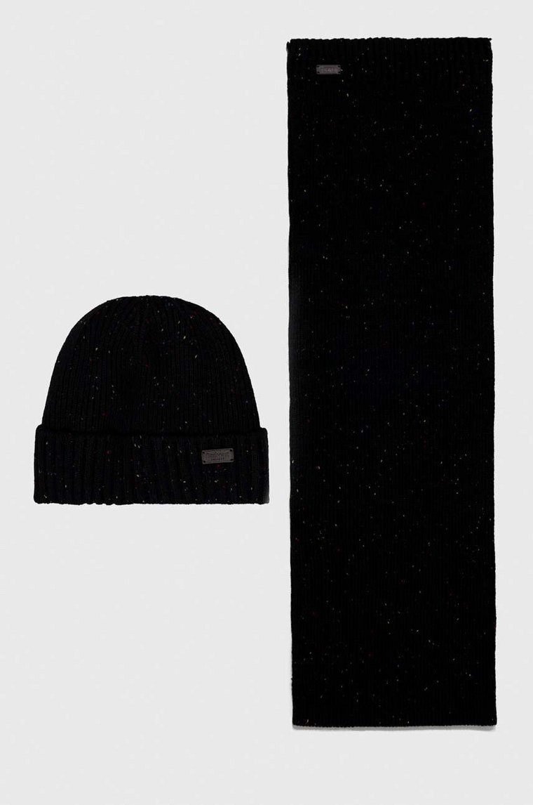 Barbour czapka i szalik Carlton Fleck Beanie & Scarf Gift Set kolor czarny MGS0047