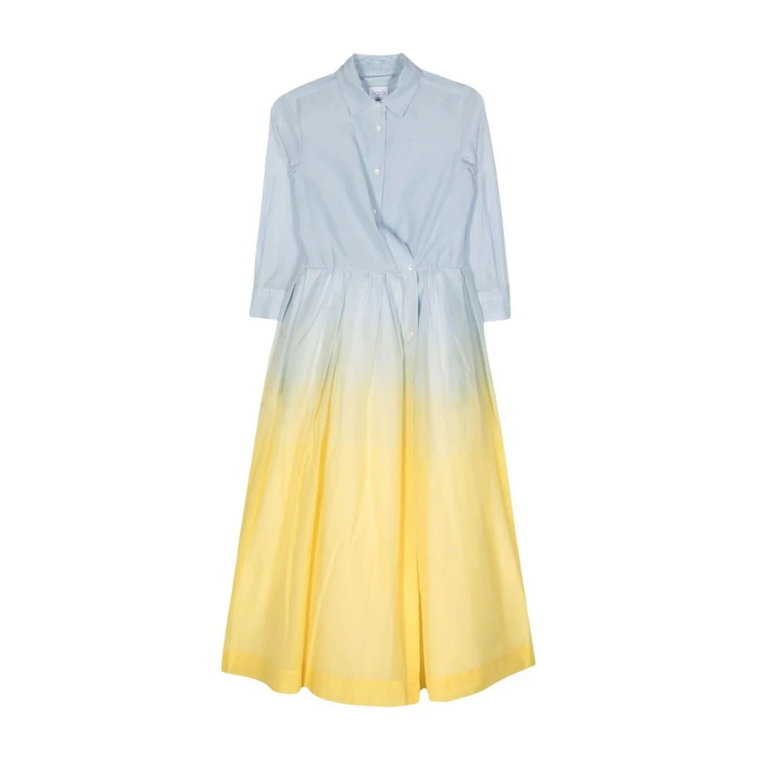 Stylowa Sukienka Midi w Żółto-Niebieskim Sara Roka