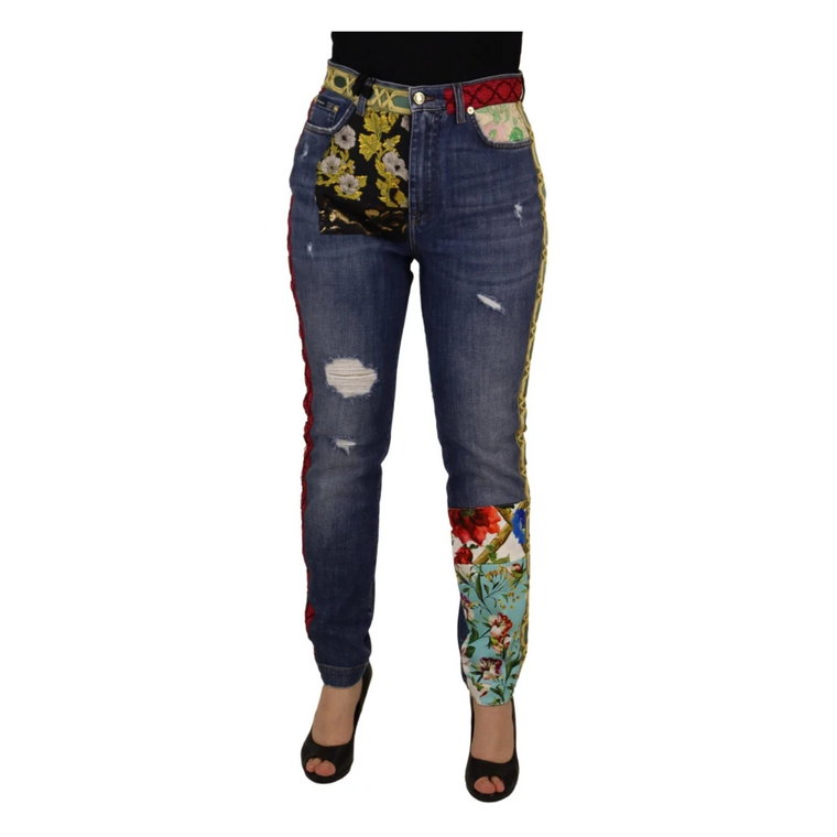 Luksusowe Patchwork Skinny Jeansy Dolce & Gabbana