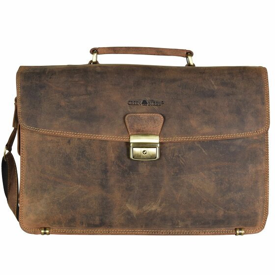 Greenburry Vintage Briefcase Leather 40 cm Laptop Compartment braun