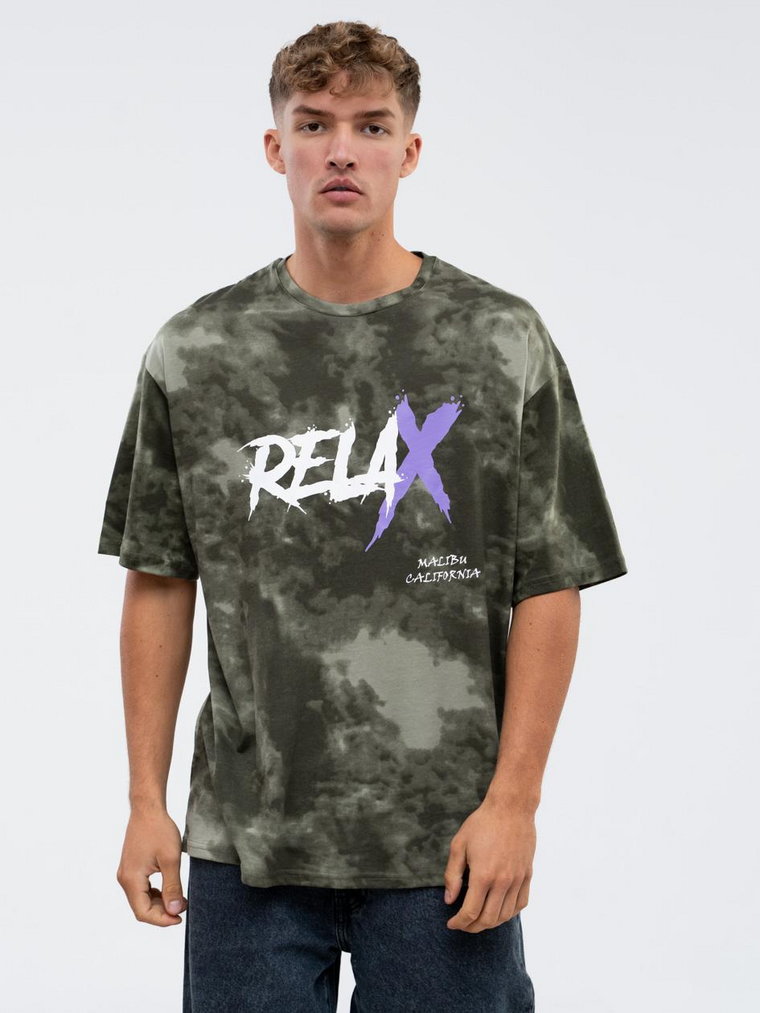 Koszulka Z Krótkim Rękawem Męska Oliwkowa MyStars Relax Tie Dye