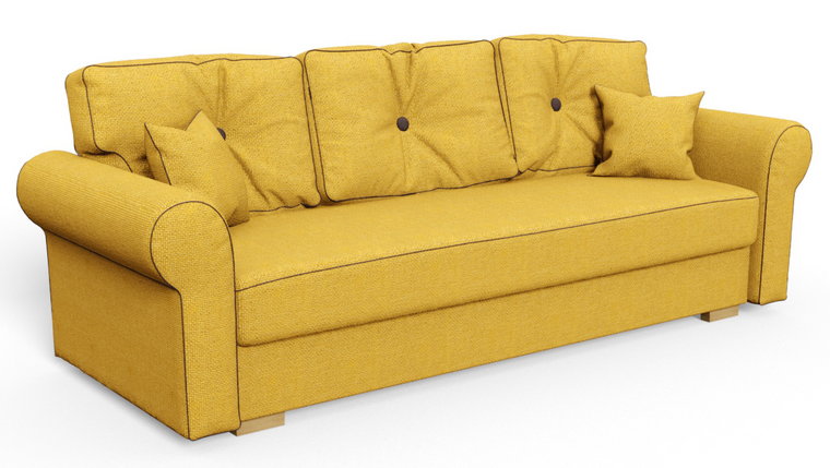 Żółta rozkładana kanapa z pojemnikiem na pościel - Blosse 3X
