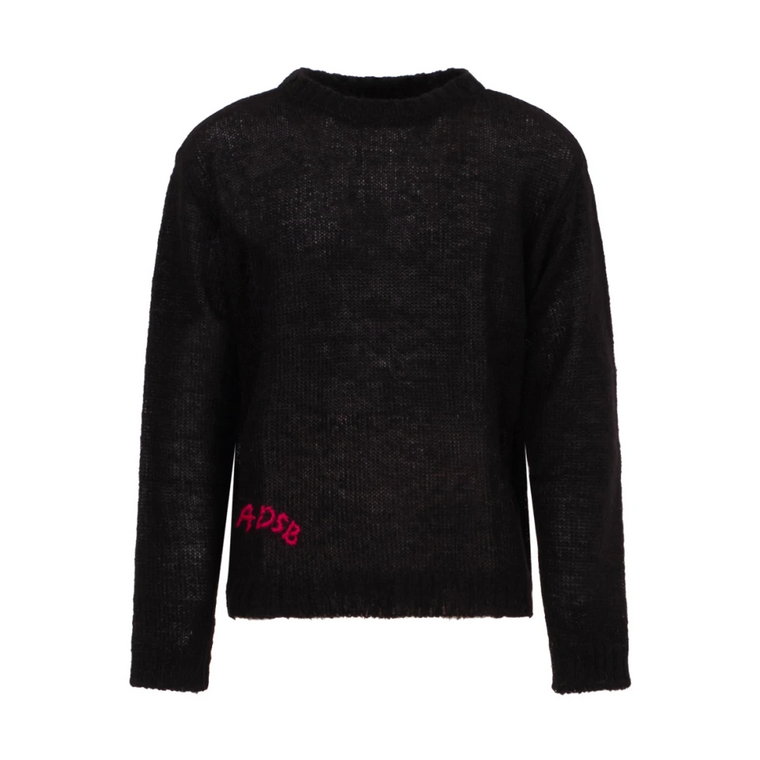Czarny Oversize Sweter z Haftowanym Logo Andersson Bell