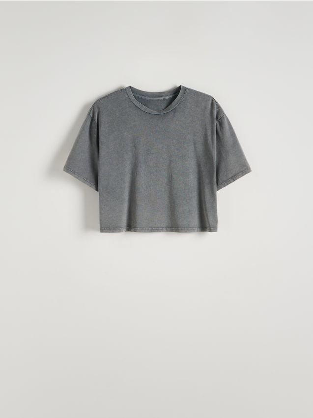 Reserved - Bawełniany t-shirt - szary