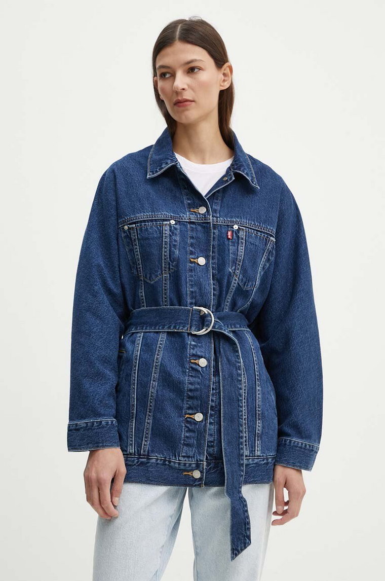 Levi's kurtka jeansowa damska kolor granatowy przejściowa oversize A9368