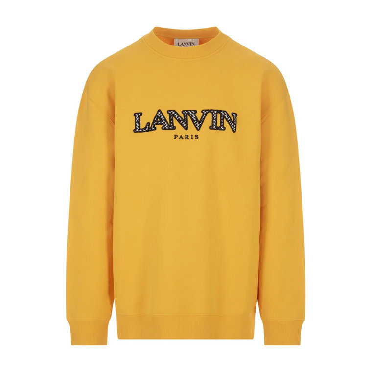 Żółty Sweter z Bawełny Polarowej z Wielokolorowym Logo Lanvin