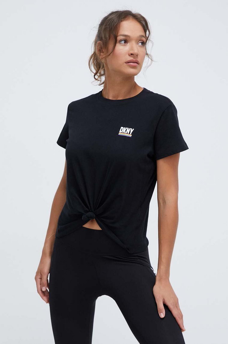 Dkny t-shirt bawełniany damski kolor czarny DP3T9660
