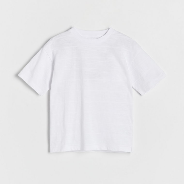 Reserved - Strukturalny t-shirt oversize - biały