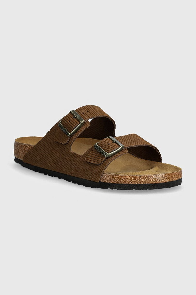 Birkenstock klapki zamszowe Arizona męskie kolor brązowy 1028280