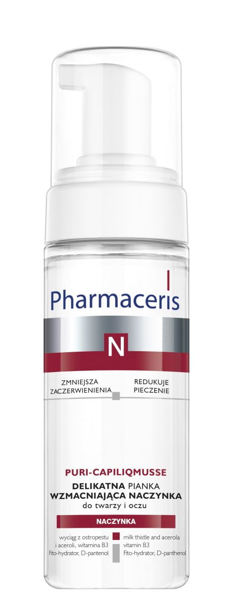Pharmaceris N Puri-Capilium - delikatna pianka wzmacniająca naczynka do mycia twarzy i oczu 150ml