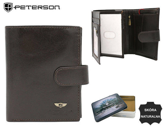 Skórzany portfel męski na zatrzask - Peterson