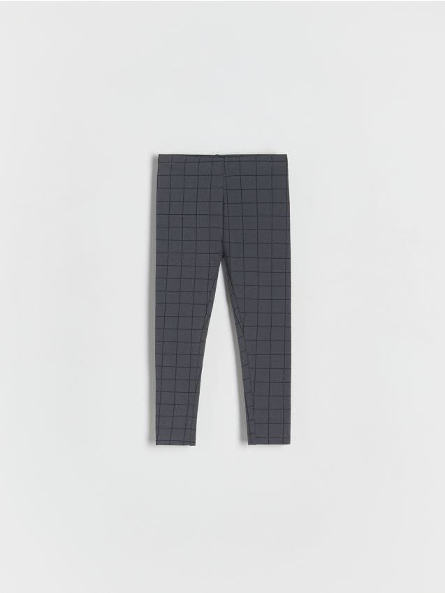 Reserved - Bawełniane legginsy w kratę - ciemnoszary