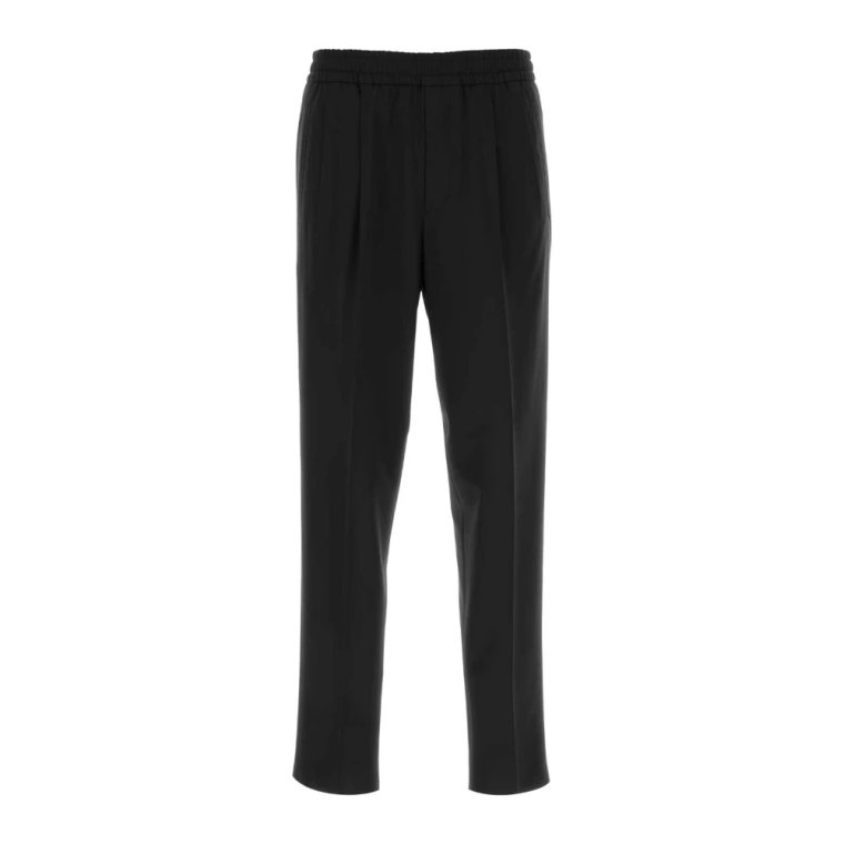 Czarne Spodnie Joggers z Poliestru Z Zegna