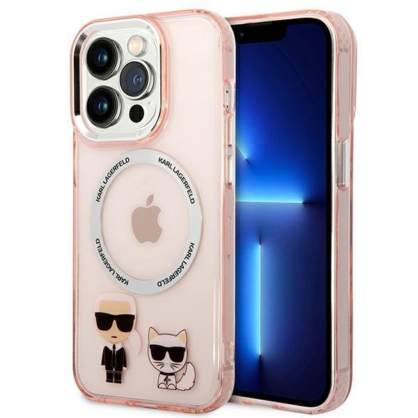 Karl Lagerfeld KLHMP14XHKCP iPhone 14 Pro Max 6,7" hardcase różowy/pink Karl & Choupette Aluminium Magsafe