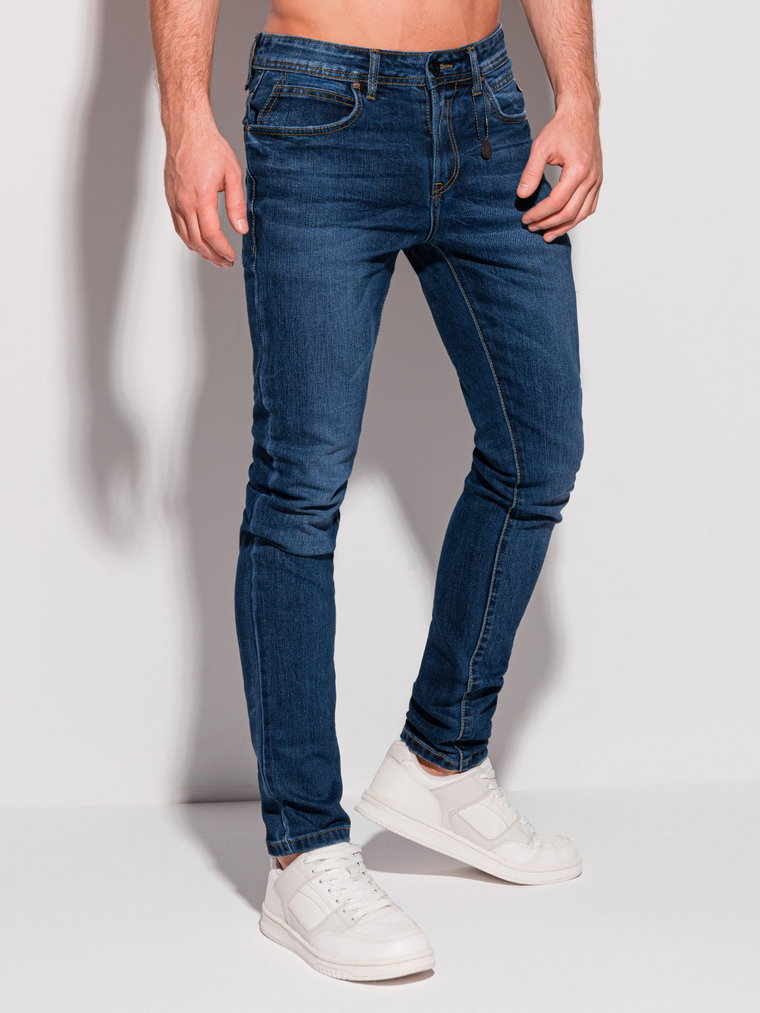 Spodnie męskie jeansowe P1301 - ciemnoniebieskie