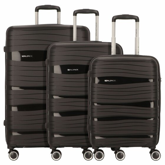 Worldpack Miami 4 kółka Zestaw walizek 3-części schwarz