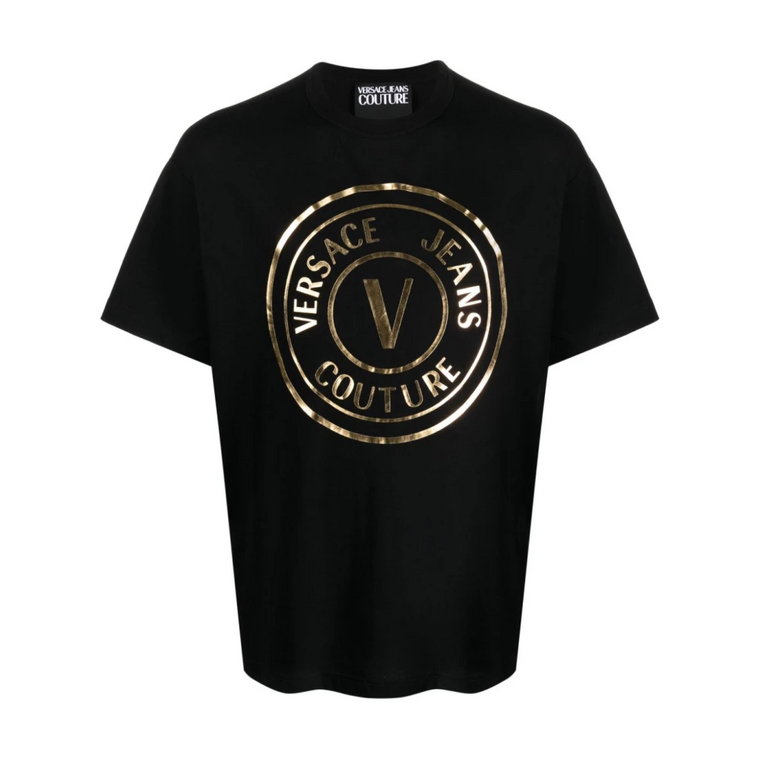 Czarna koszulka z logo Versace Jeans Couture