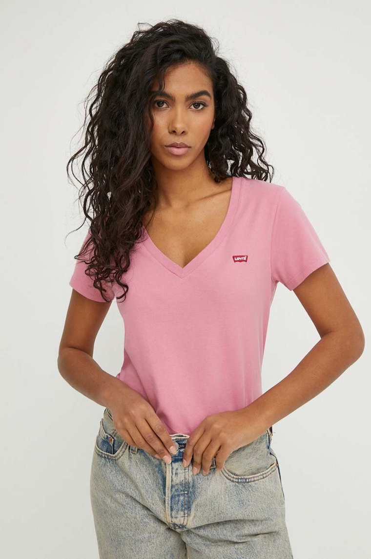 Levi's t-shirt bawełniany damski kolor różowy