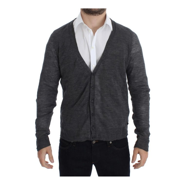 Gray Wool Button Cardigan Sweater Costume National