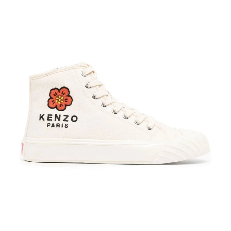 Białe Sneakersy z Haftowanym Logo Kenzo