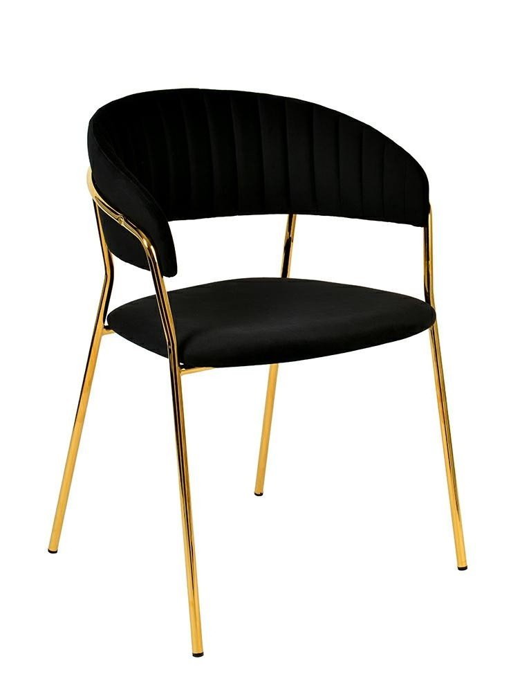 Krzesło welwetowe MIA HOME Milargo, czarne, 55x57x76 cm