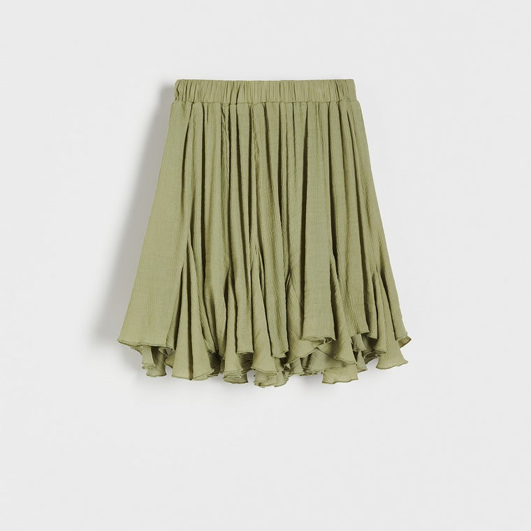 Reserved - Spódnica mini z wiskozy - zielony