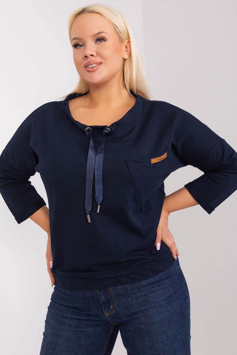 Granatowa bluza damska plus size z kieszonką Pasadena