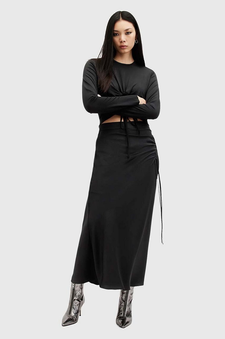 AllSaints spódnica ALEXIA kolor czarny maxi prosta W051RB