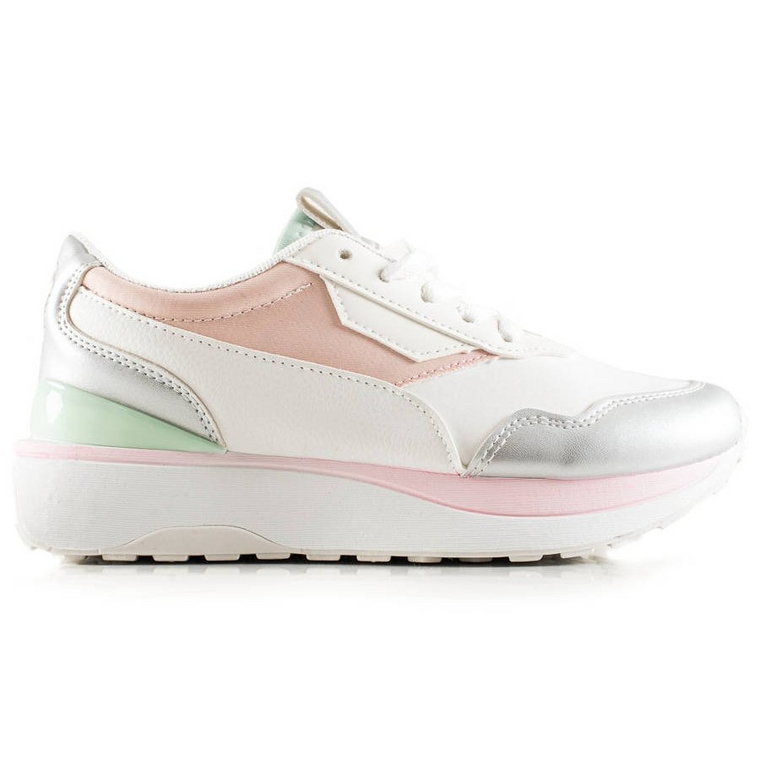 TRENDI Kolorowe Sneakersy Na Platformie białe różowe srebrny
