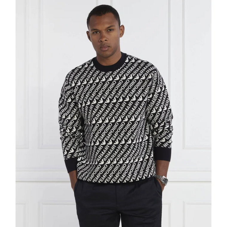 Emporio Armani Sweter PULLOVER | Regular Fit | z dodatkiem wełny