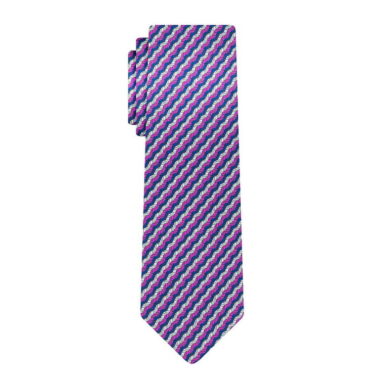 Krawat fioletowy w poprzeczne wzory EM