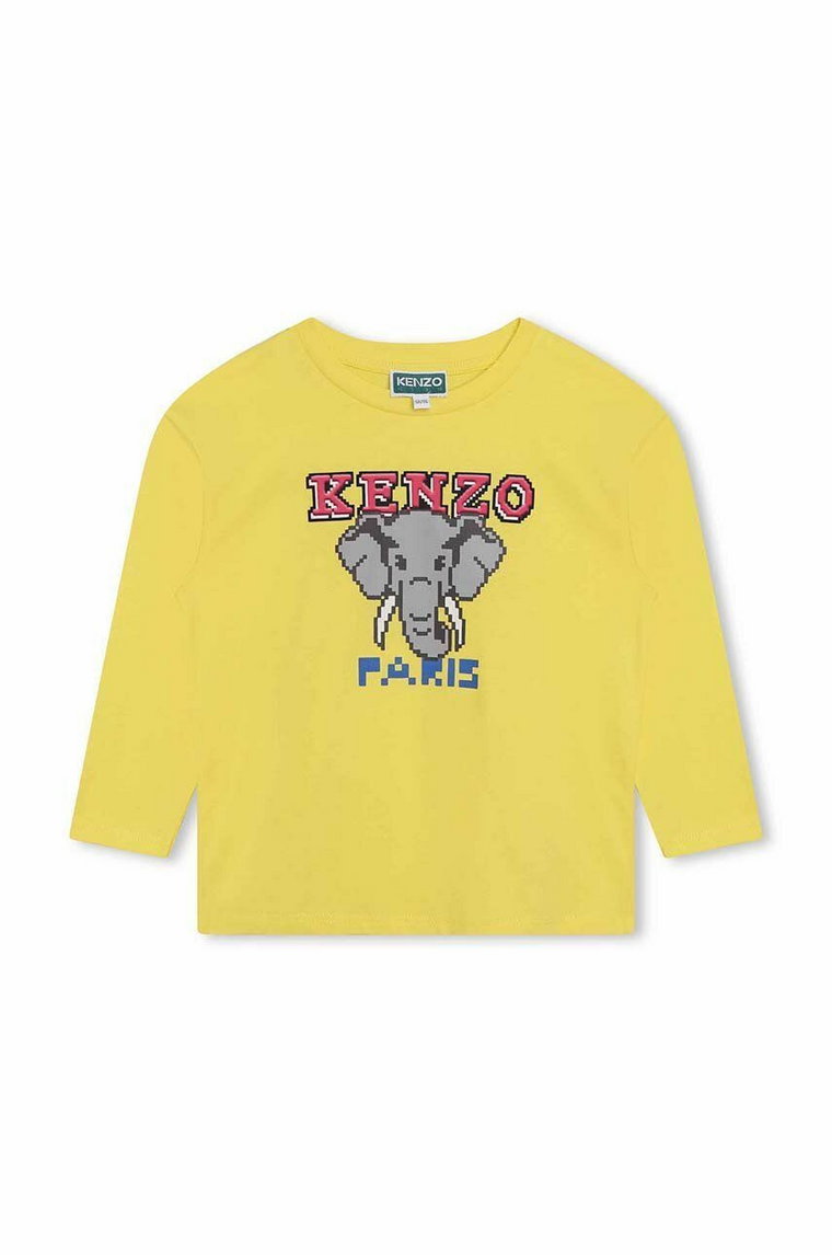 Kenzo Kids longsleeve bawełniany dziecięcy kolor zielony z nadrukiem