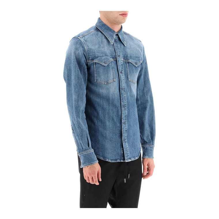 Western shirt in stretch denim Dolce & Gabbana