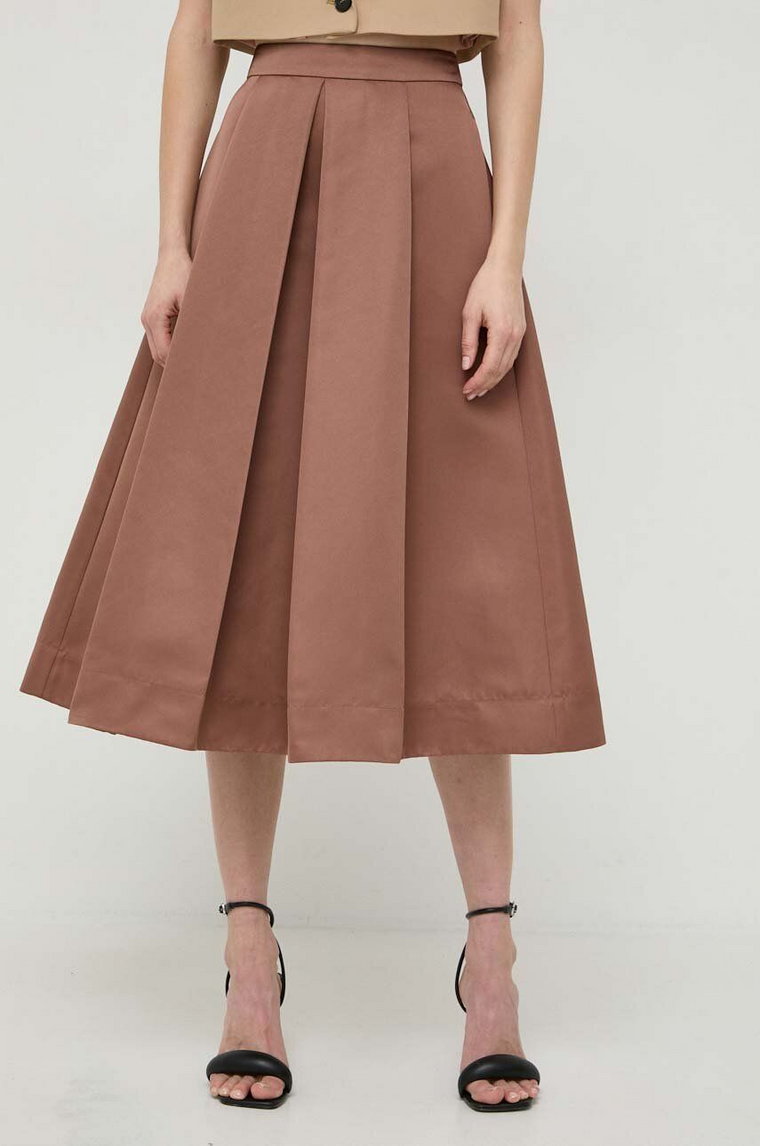 MAX&Co. spódnica kolor brązowy midi rozkloszowana