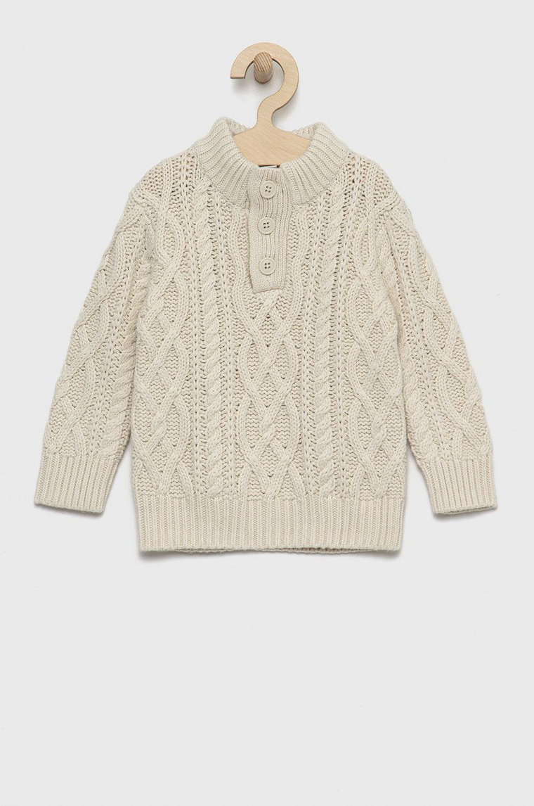 GAP sweter z domieszką wełny dziecięcy kolor beżowy ciepły