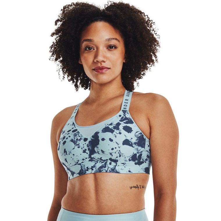 Biustonosz treningowy UNDER ARMOUR UA Infinity High Print Bra - niebieski