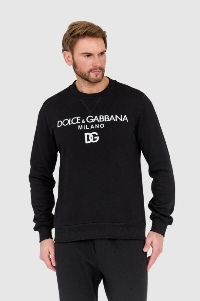 DOLCE & GABBANA Czarna bluza z haftowanym logo