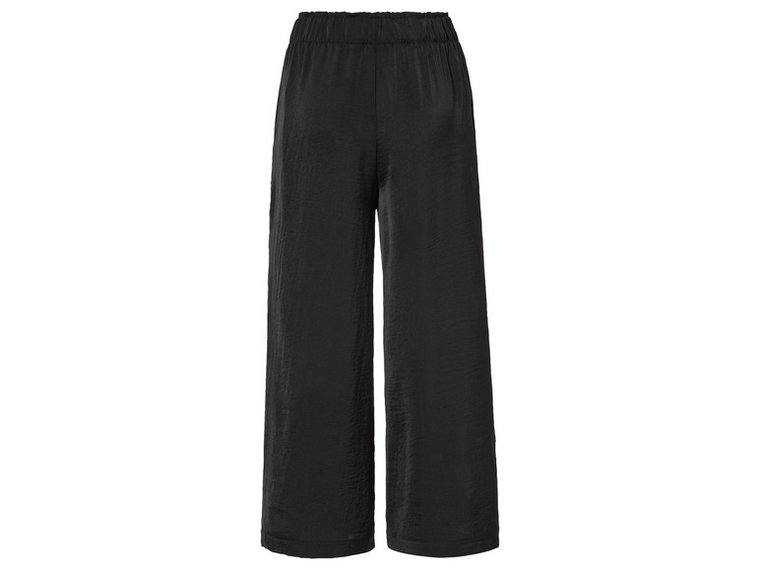 esmara Spodnie damskie satynowe z szerokimi nogawkami (34, Czarny)
