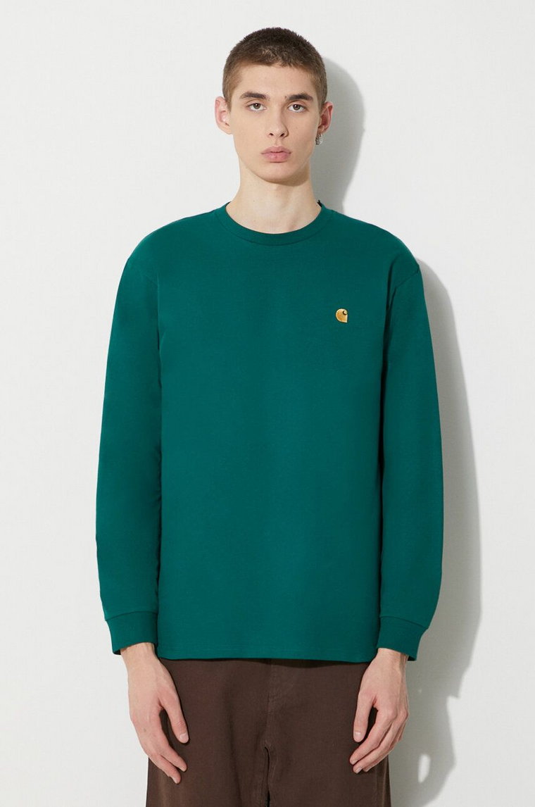 Carhartt WIP longsleeve bawełniany Longsleeve Chase T-Shirt kolor zielony gładki I026392.1YWXX
