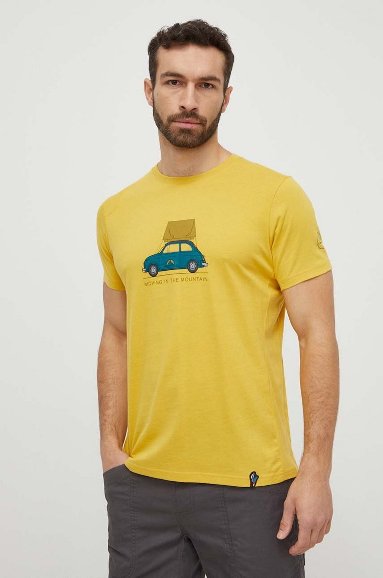 LA Sportiva t-shirt Cinquecento męski kolor żółty z nadrukiem N55735735